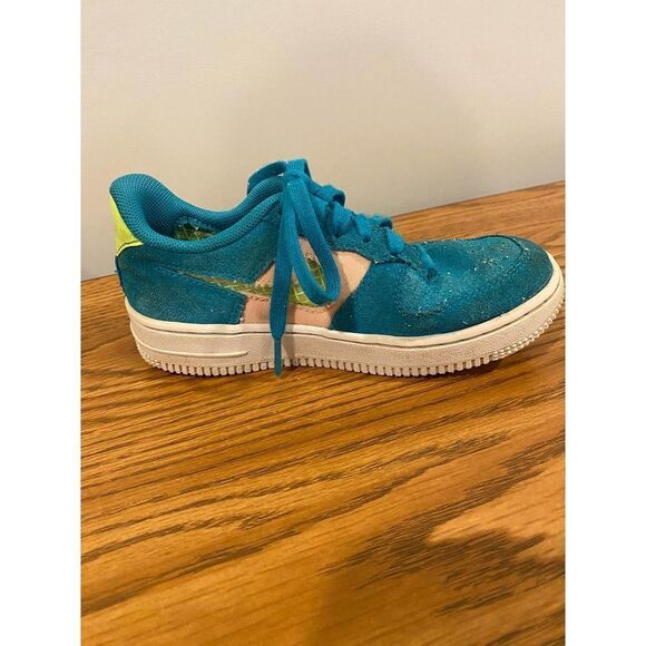 Nike Air Force 1 '07 Shoes Oracle Aqua Ghost Suede - Kids Size 13 - Picture 2 of 12